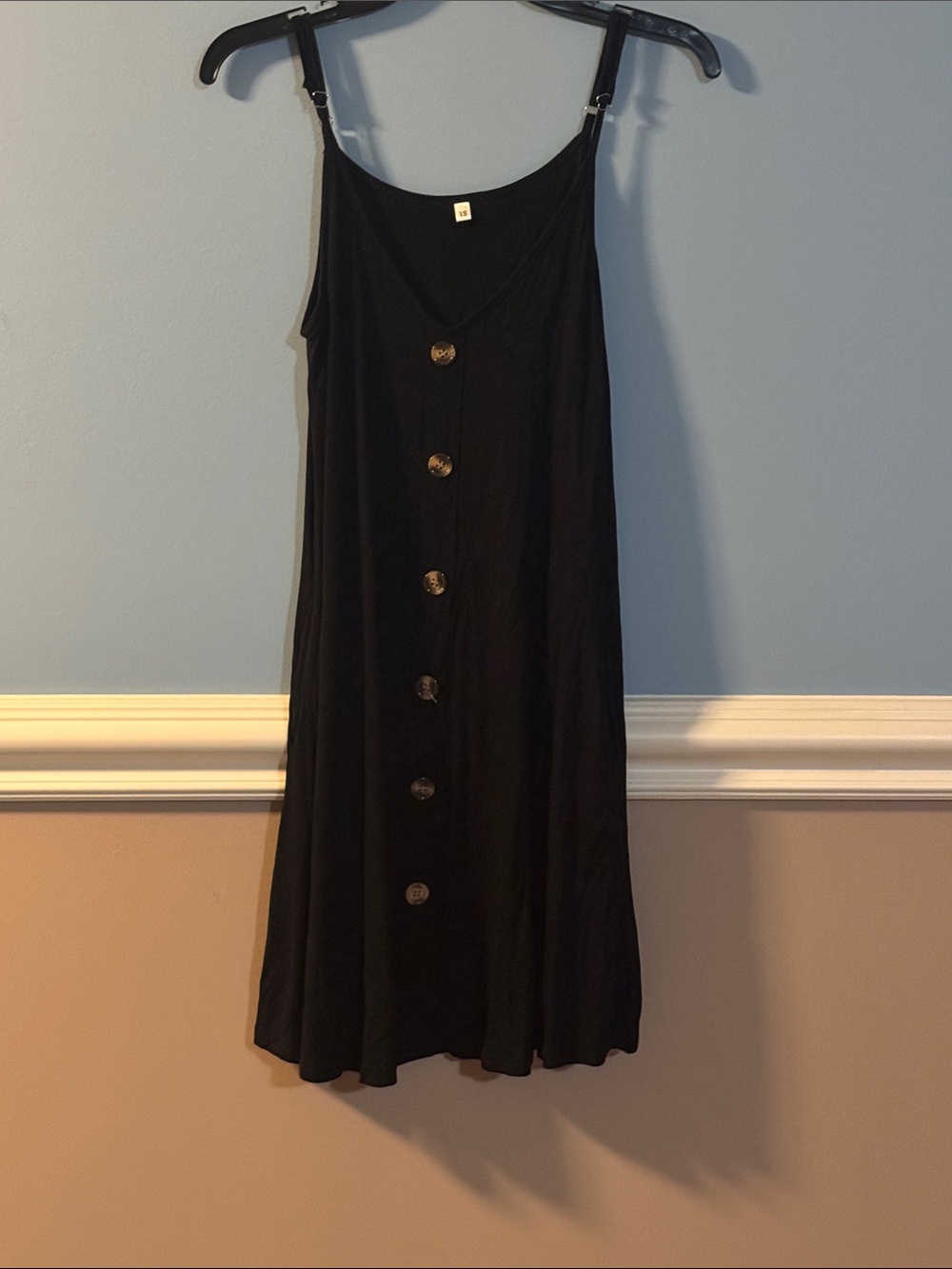 Black Button-Front Dress with pockets